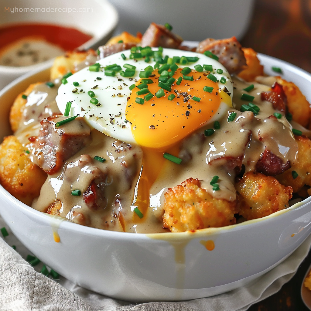 Tater Tot Breakfast Bowl with Sausage Gravy