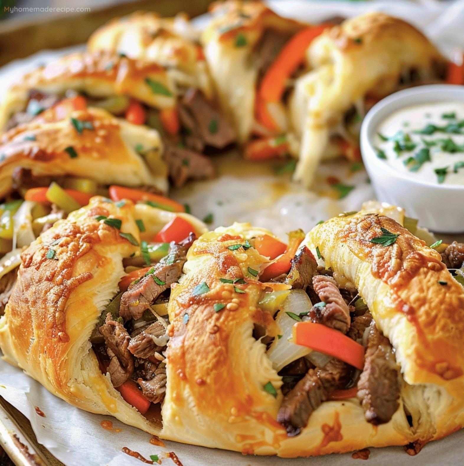 Philly Cheesesteak Crescent Ring