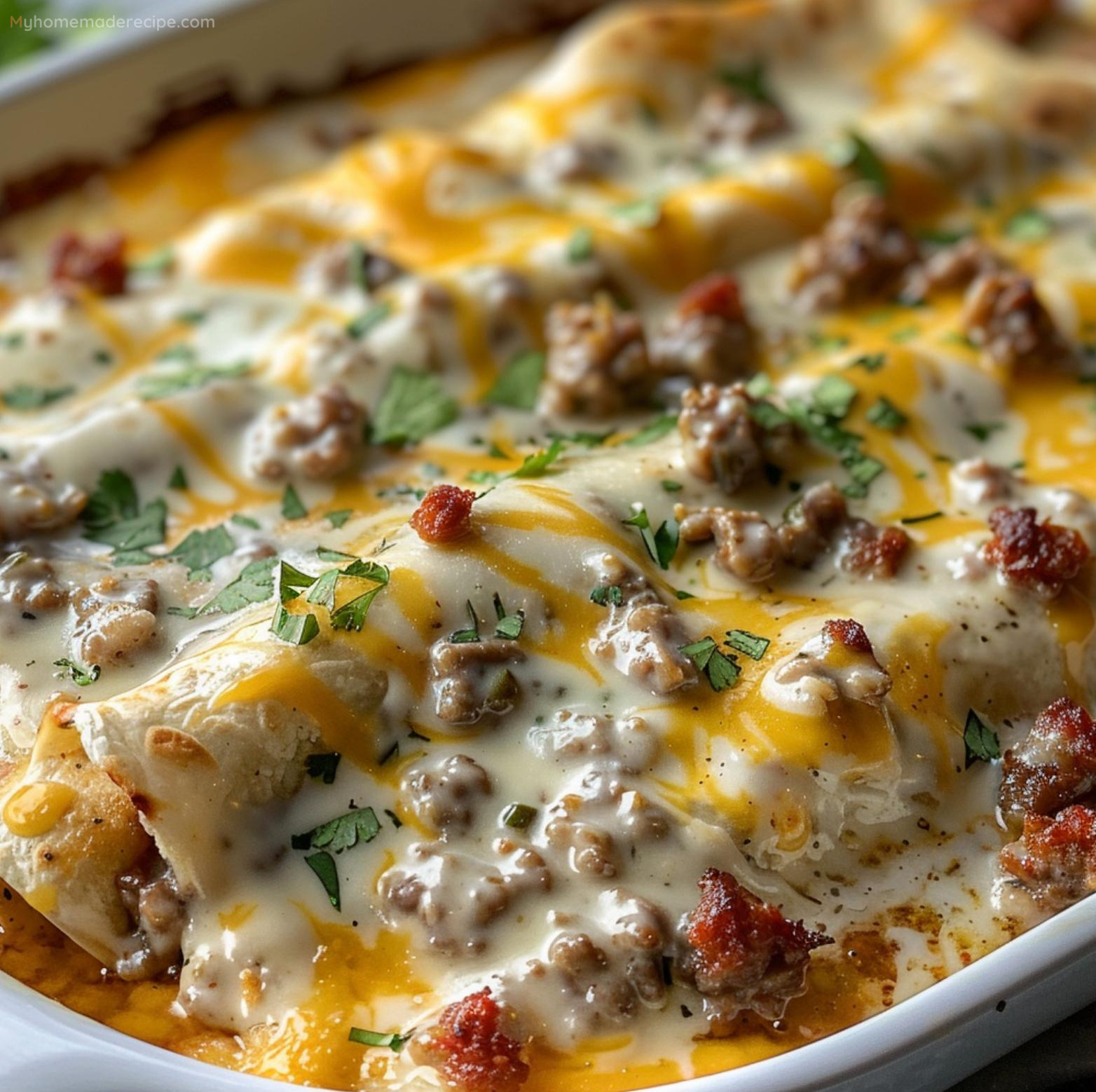 Southern Breakfast Enchiladas with Sausage Gravy