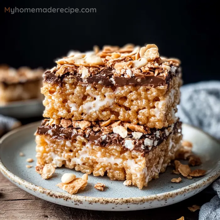 Samoa Rice Krispies with Toasted Coconut and Chocolate