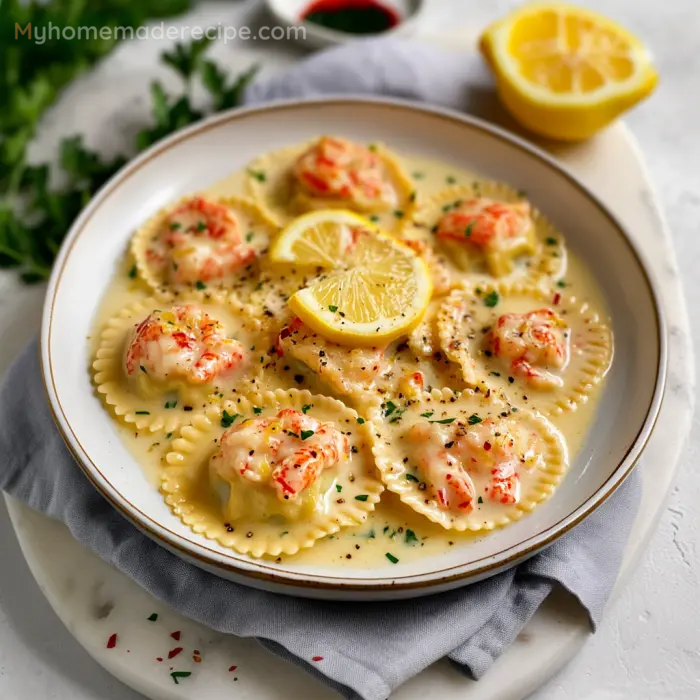 Lobster Ravioli with Lemon Butter Sauce