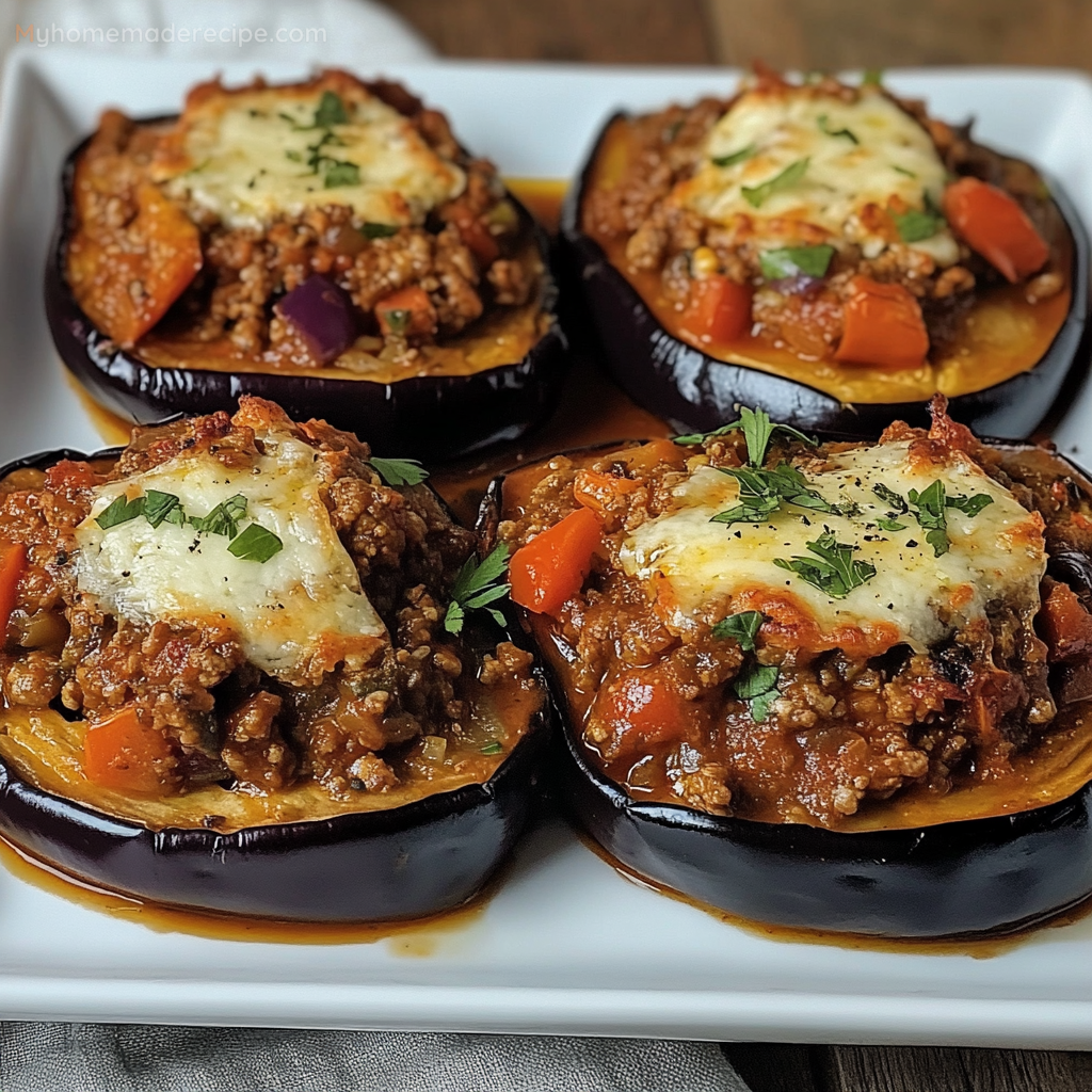 Baked Eggplant with Savory Meat Filling