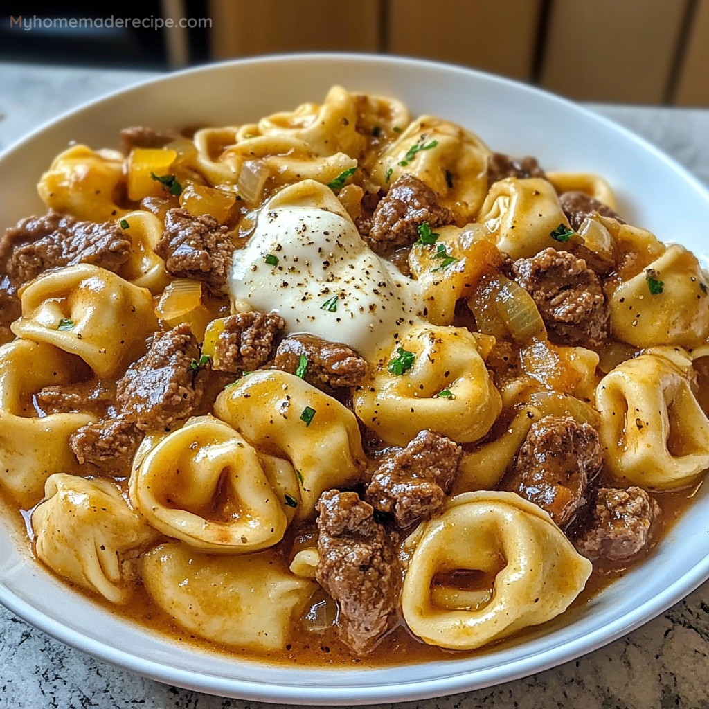 Cheesesteak Tortellini In Rich Provolone Sauce