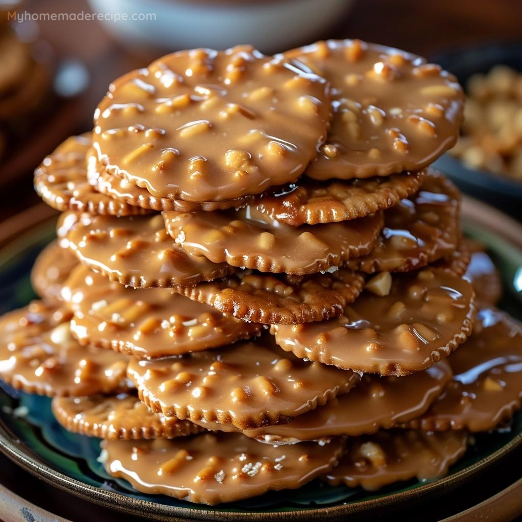 Caramel Peanut Ritz Cracker Treats on a plate