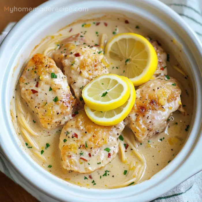 Creamy Lemon Garlic Chicken in Crock Pot