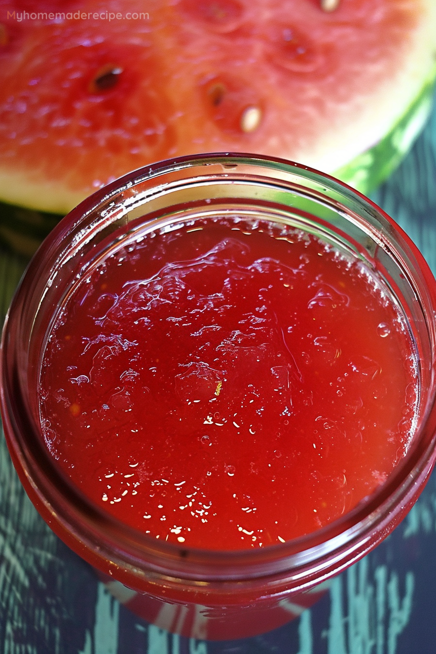 Jar of homemade watermelon jam