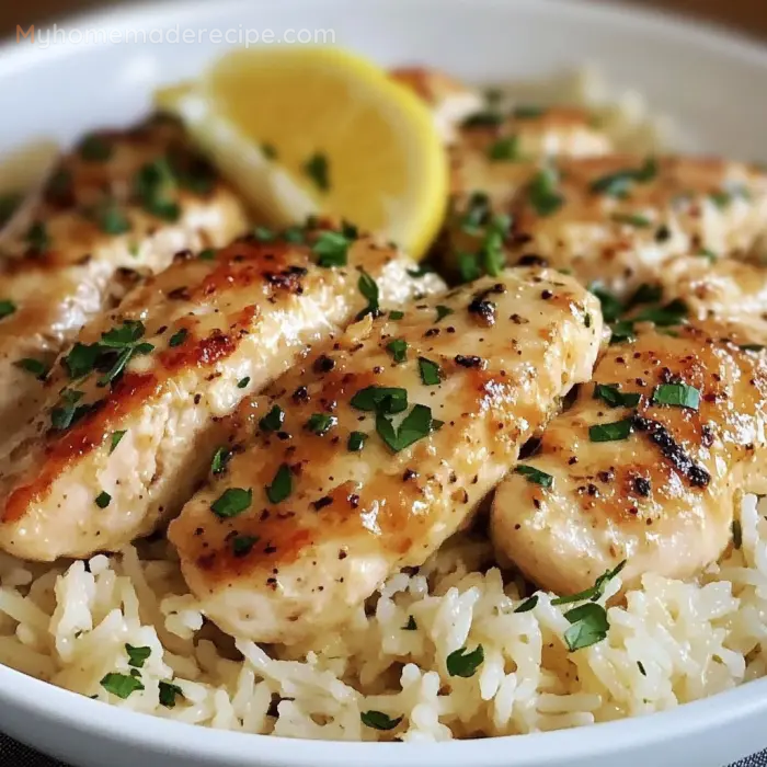 Chicken Scampi with Garlic Parmesan Rice