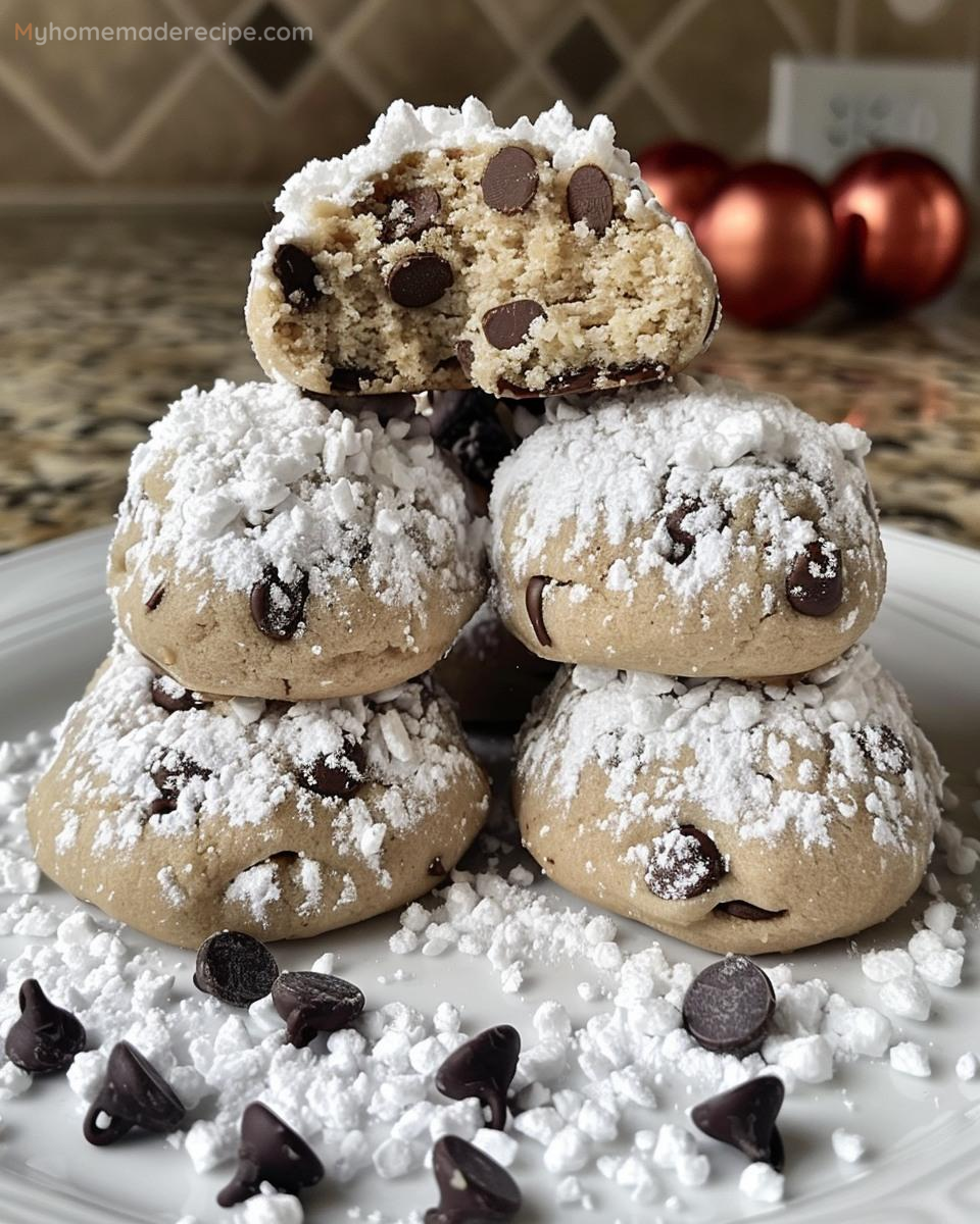 Peanut Butter Chocolate Chip Snowball Cookies