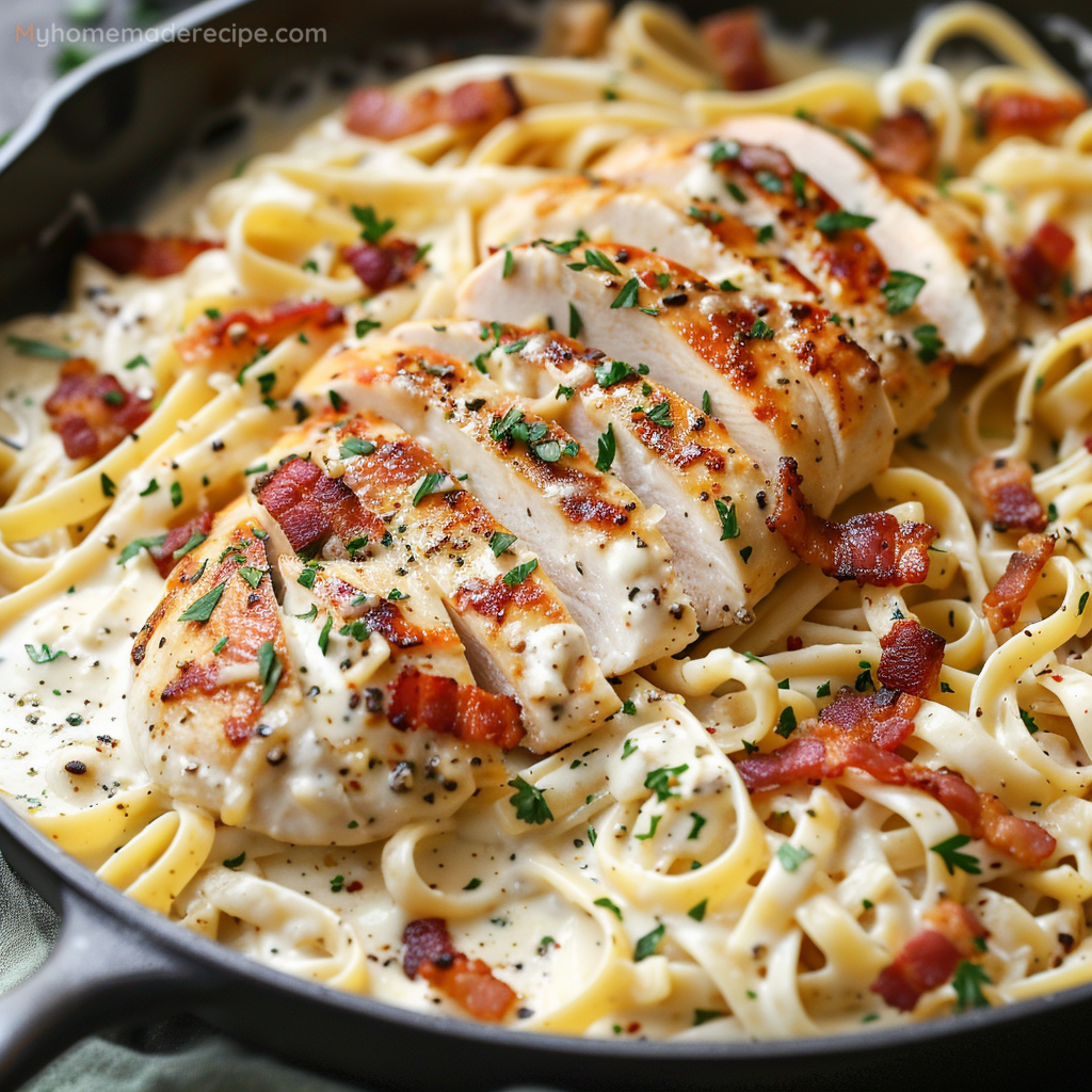 Cheddar Bacon Ranch Chicken Alfredo Pasta