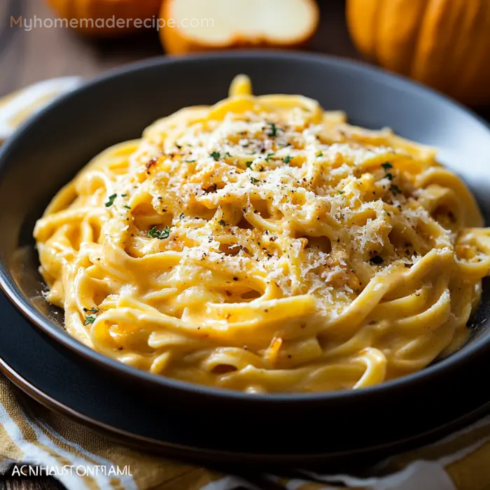 Smoky Pumpkin Fettuccine Alfredo with Parmesan