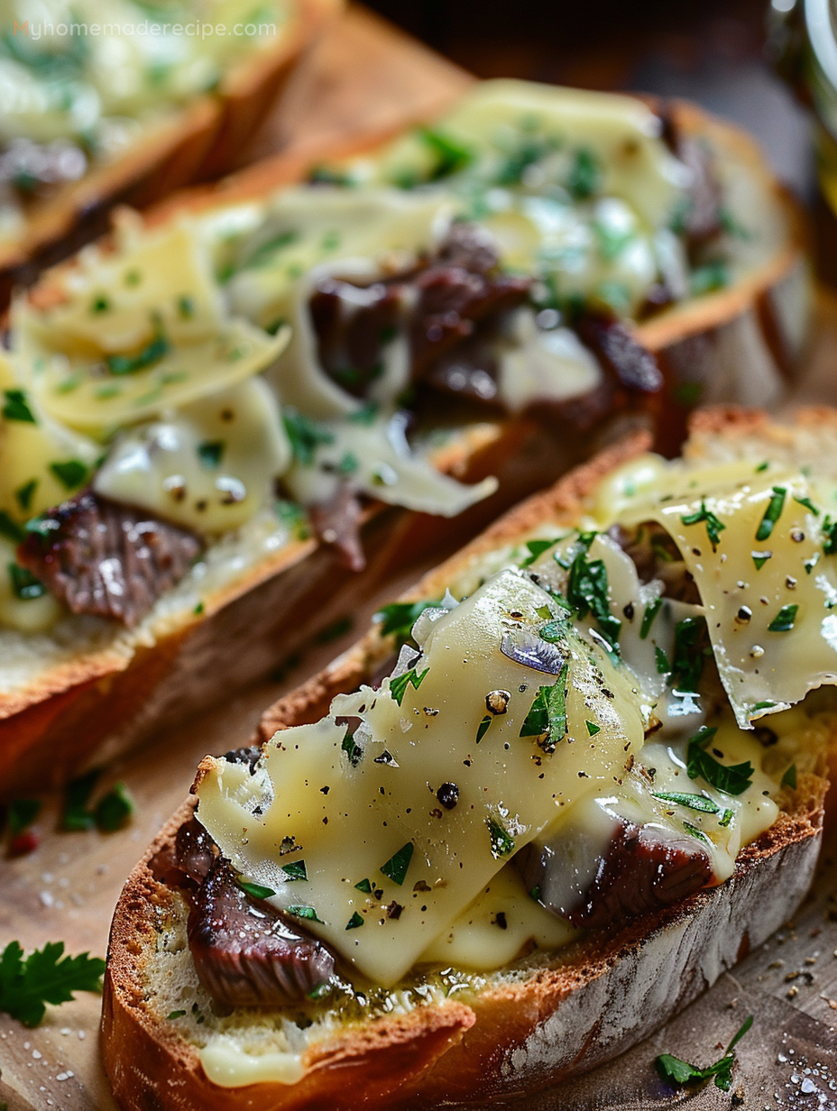 Delicious Steak and Cheese Garlic Toast