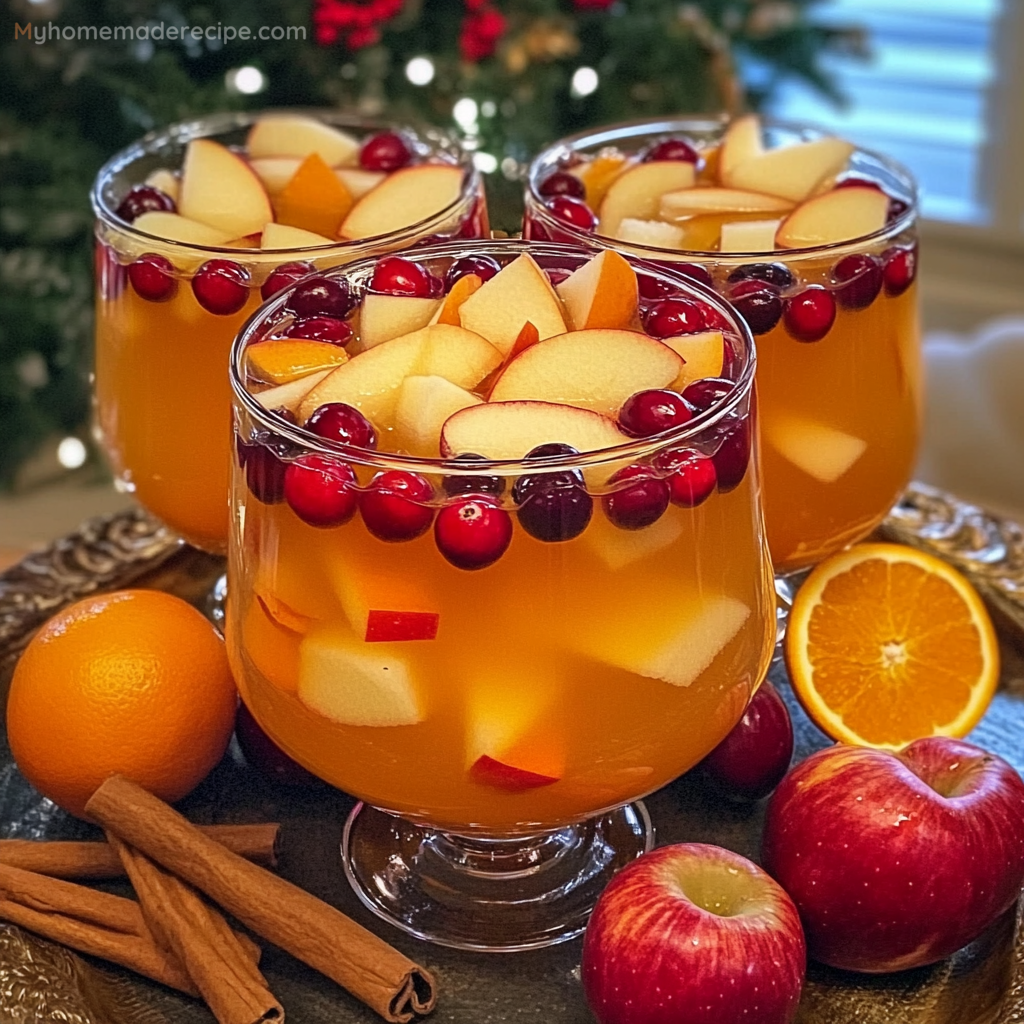 Thanksgiving Punch with cranberries and orange slices