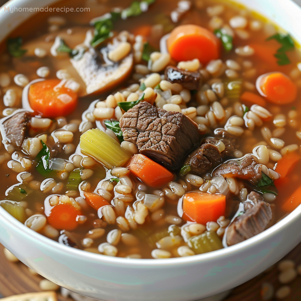 Bowl of Hearty Beef & Barley Soup