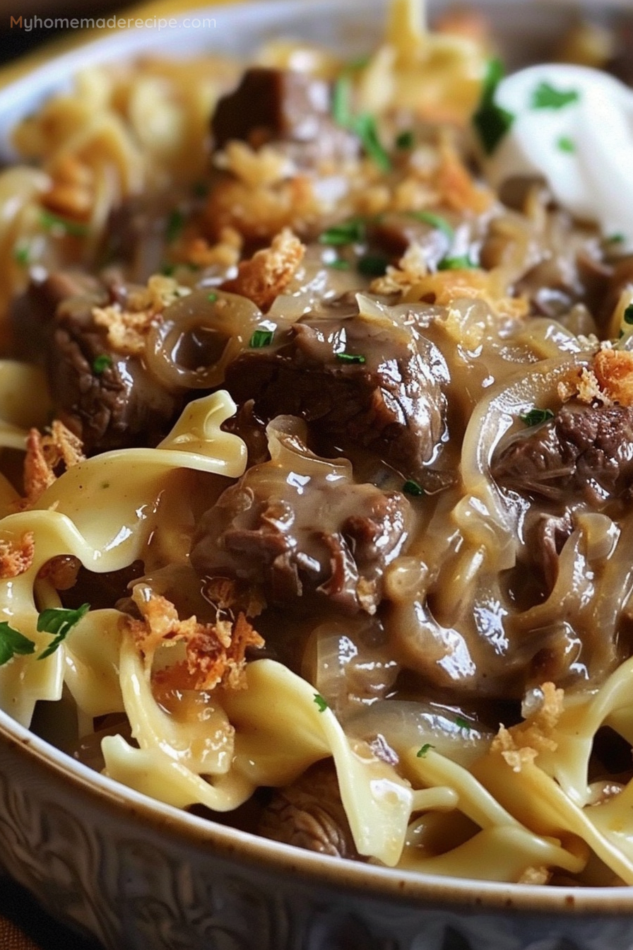 French Onion Beef and Noodles