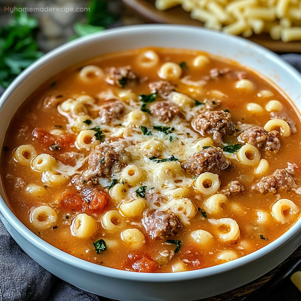 Creamy Parmesan Italian Sausage Ditalini Soup