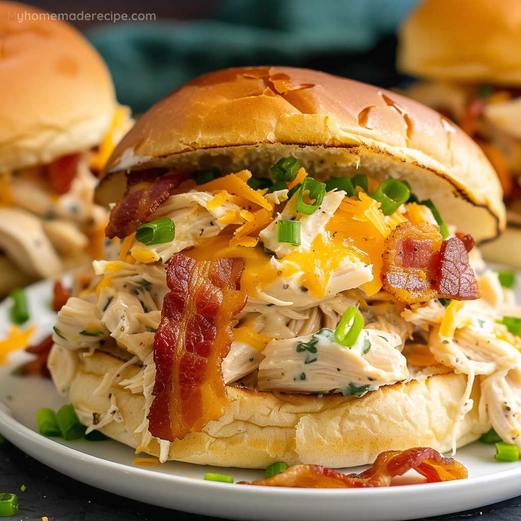 Slow Cooker Chicken Bacon Ranch Sandwiches