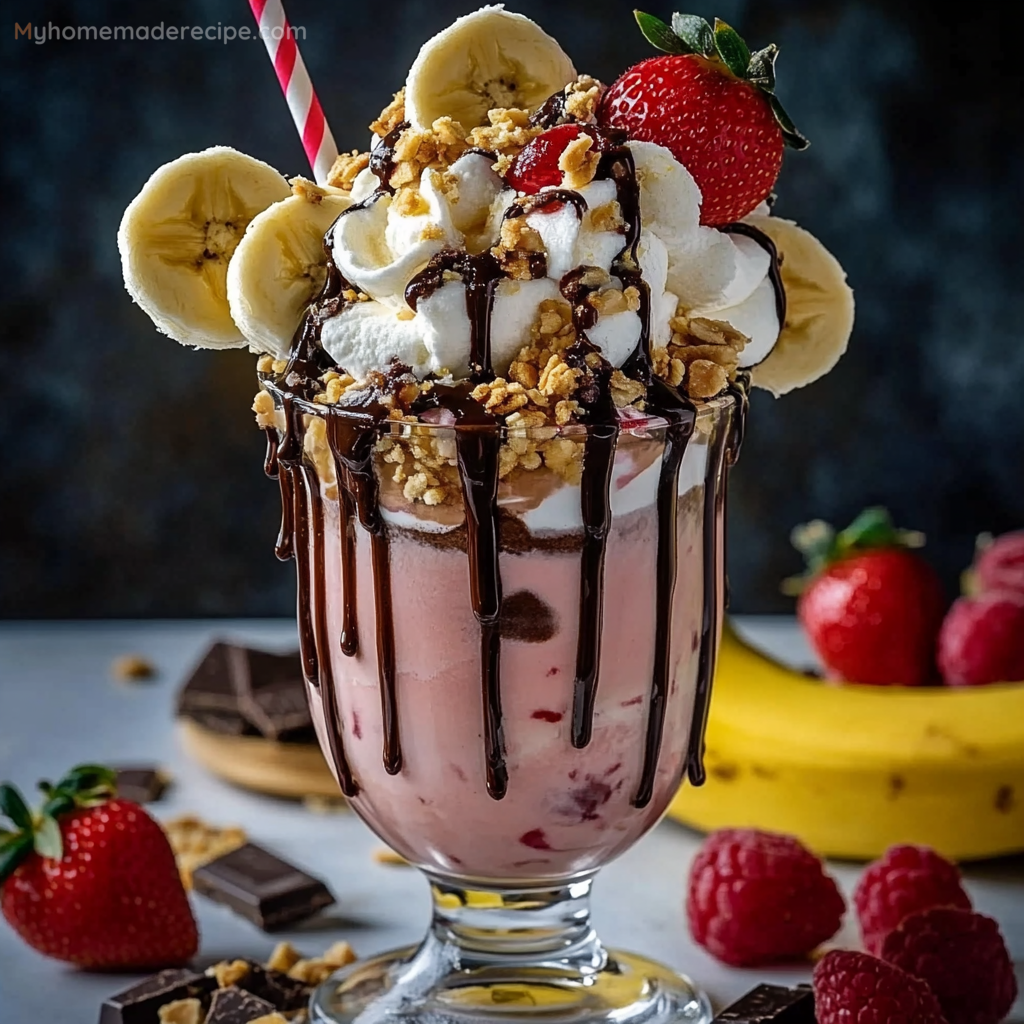 Ultimate Banana Split Milkshakes