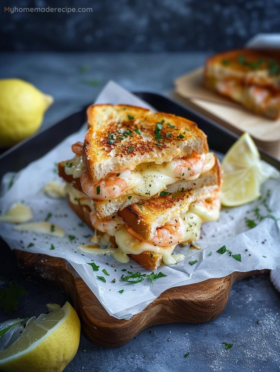 Cheesy Garlic Bread Shrimp Grilled Cheese