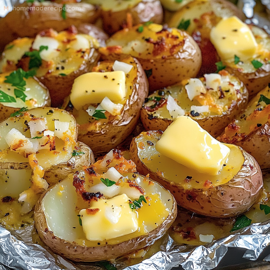 Ultimate Grilled Cheesy Garlic Potatoes