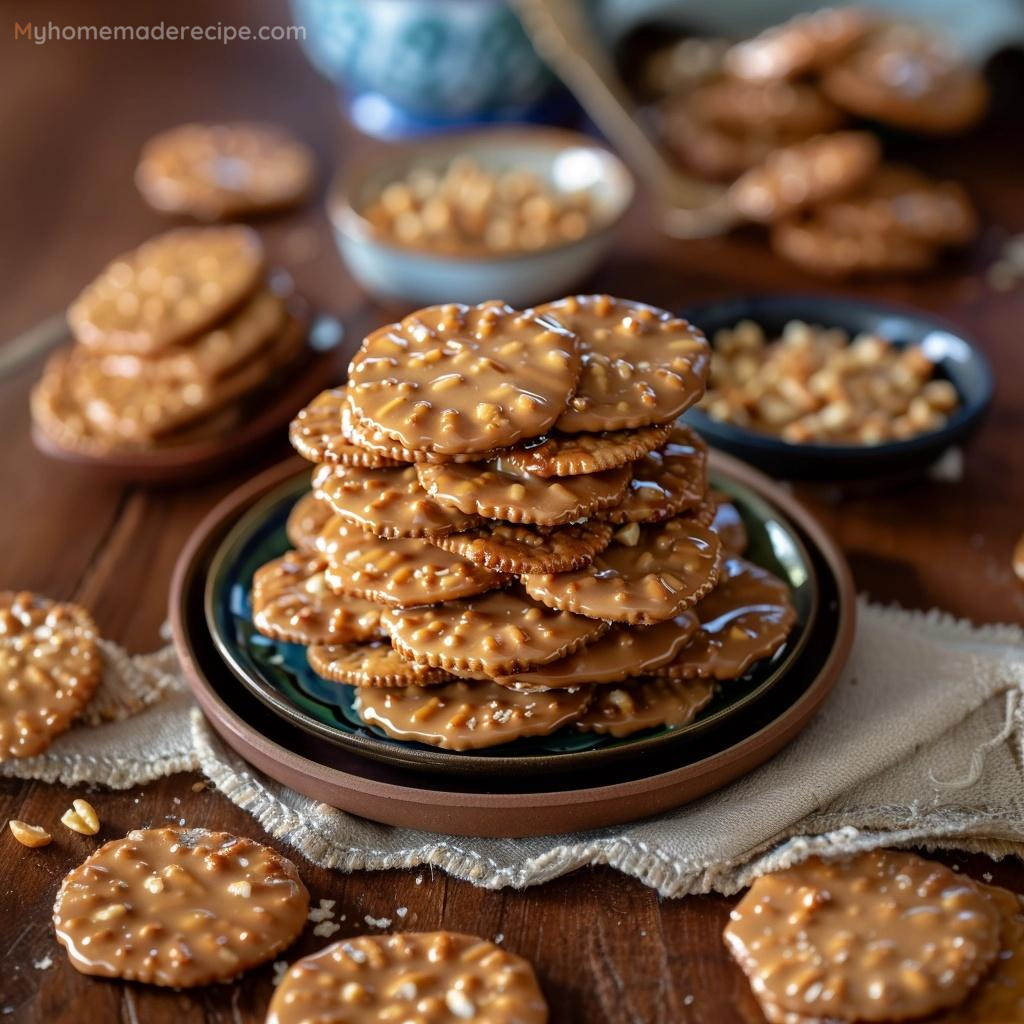 Caramel Peanut Ritz Cracker Treats on a plate