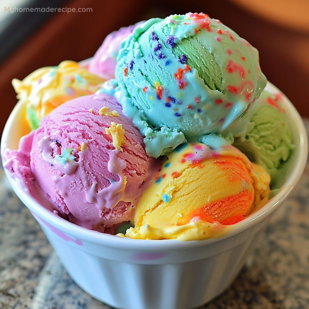 Ultimate Homemade Rainbow Ice Cream