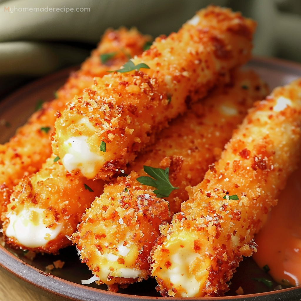 Cheesy Doritos Encrusted Mozzarella Sticks