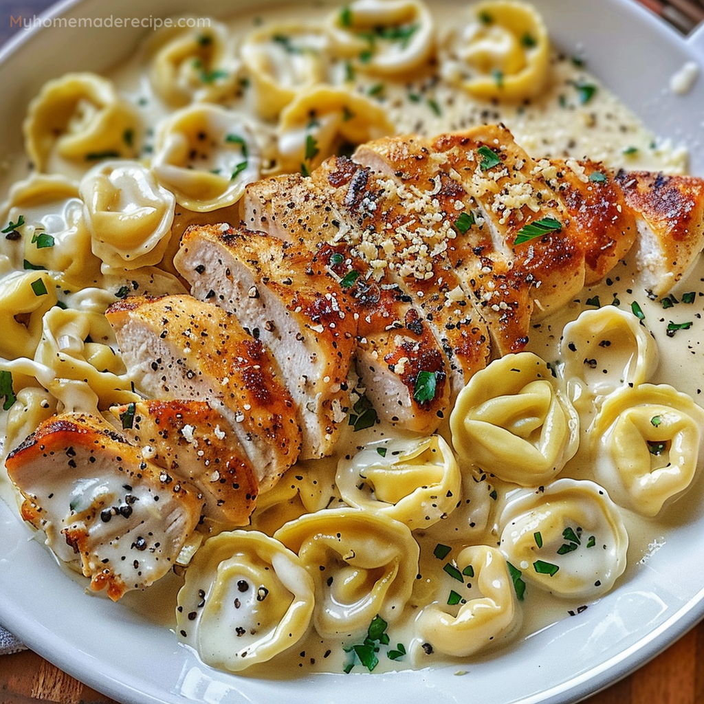 Asiago Tortellini Alfredo with Grilled Chicken