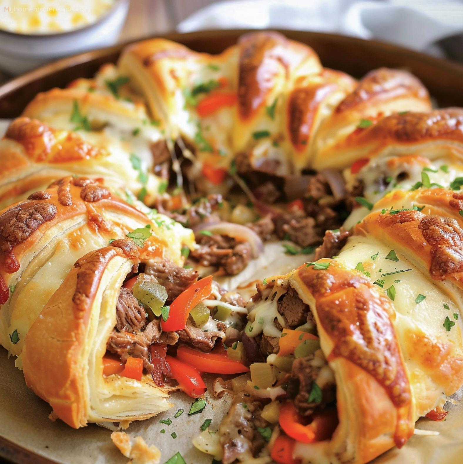 Philly Cheesesteak Crescent Ring