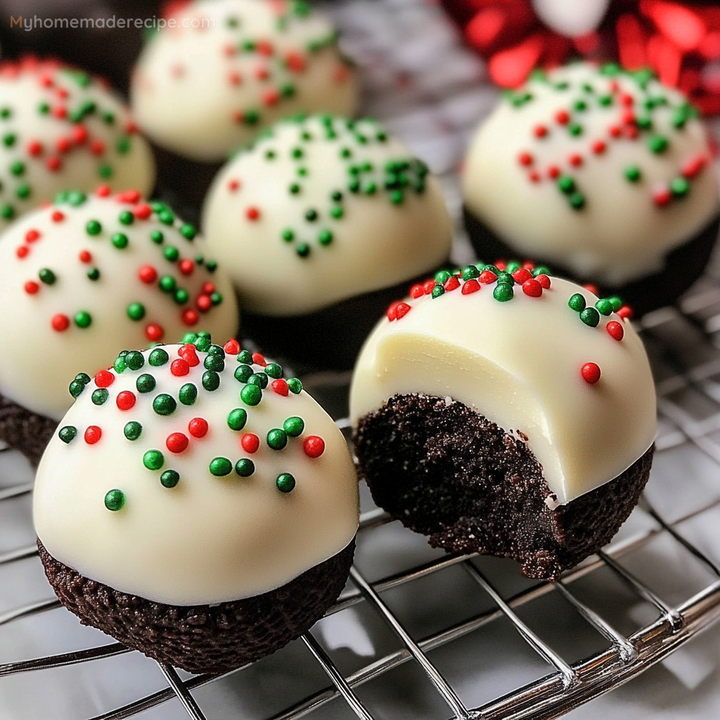 Festive Christmas Oreo Balls with sprinkles