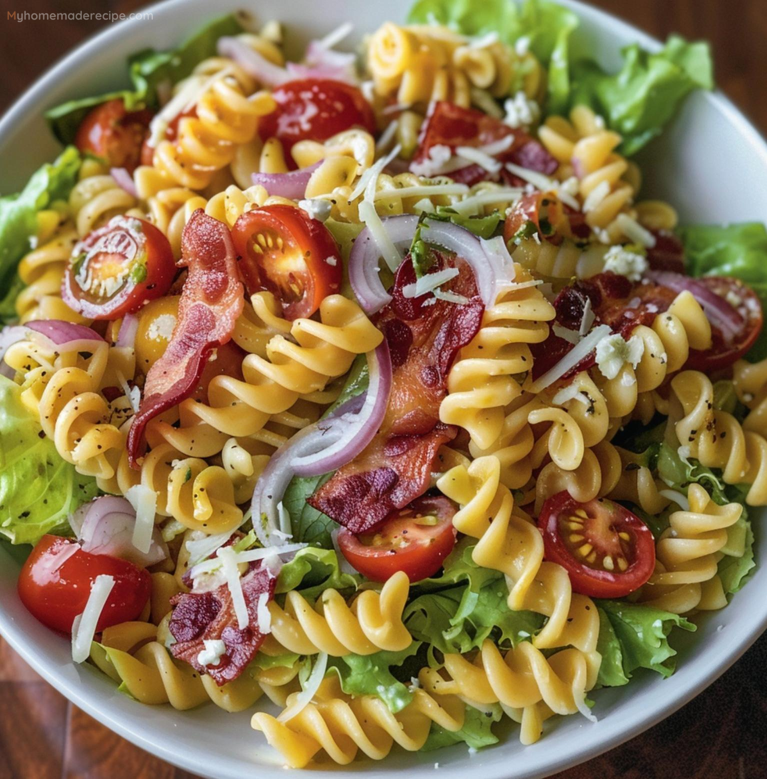 BLT Pasta Salad in a bowl