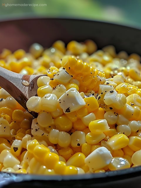 Honey Butter Skillet Corn in a skillet