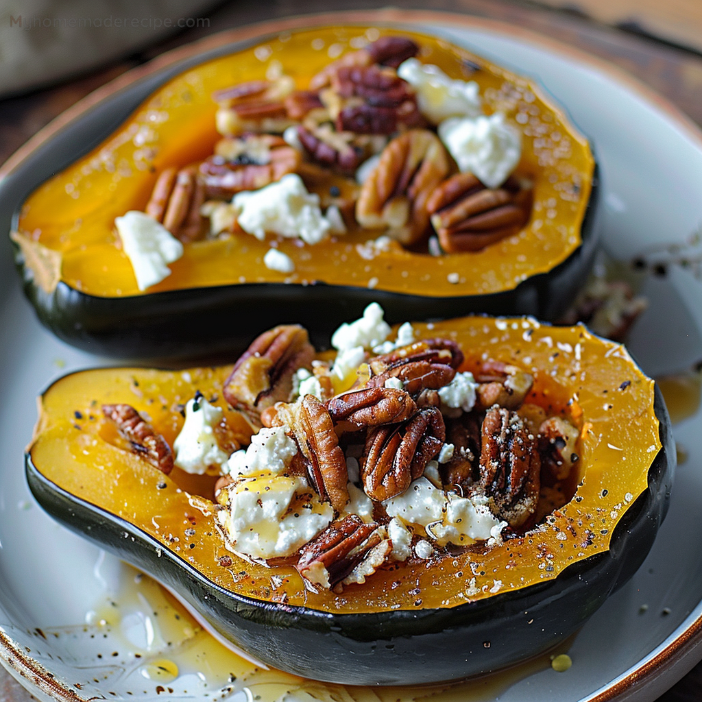 Maple Pecan Goat Cheese Roasted Acorn Squash