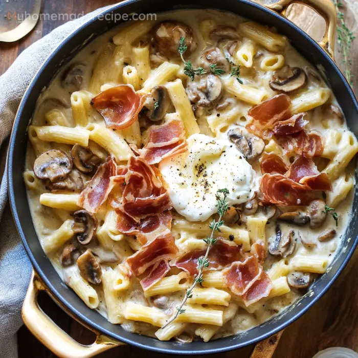 One Pot French Onion Pasta with Crispy Prosciutto