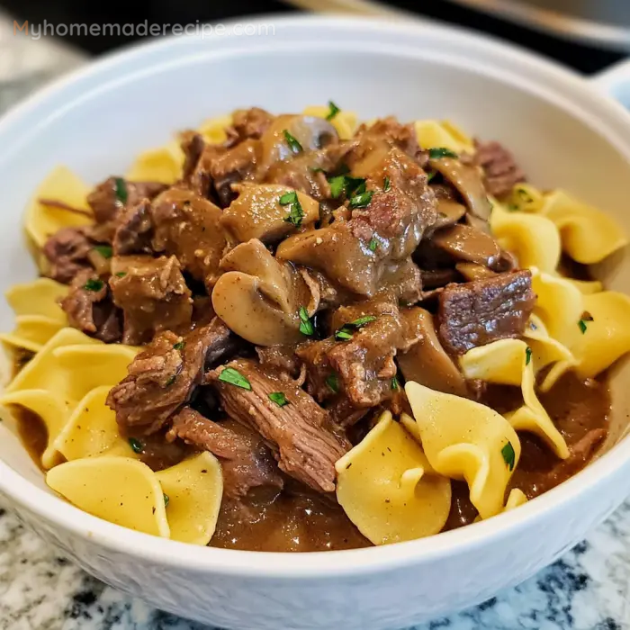 Crockpot Beef Tips & Noodles