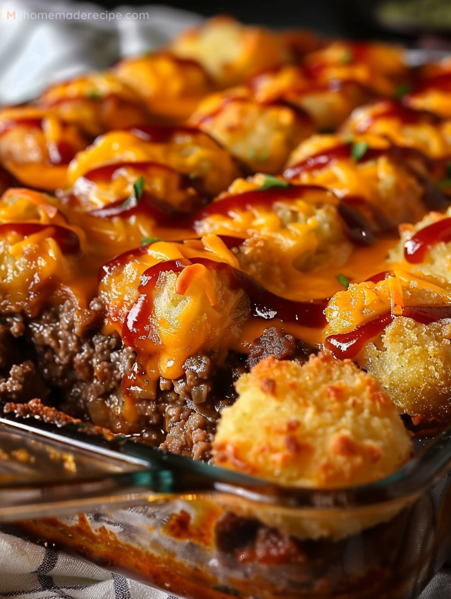 Ultimate Cheesy Meatloaf & Tater Tot Bake