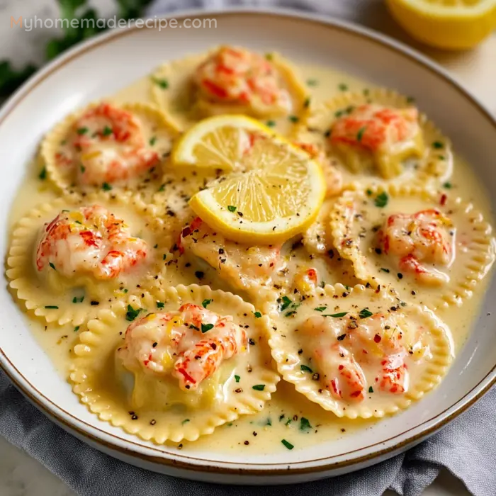 Lobster Ravioli with Lemon Butter Sauce