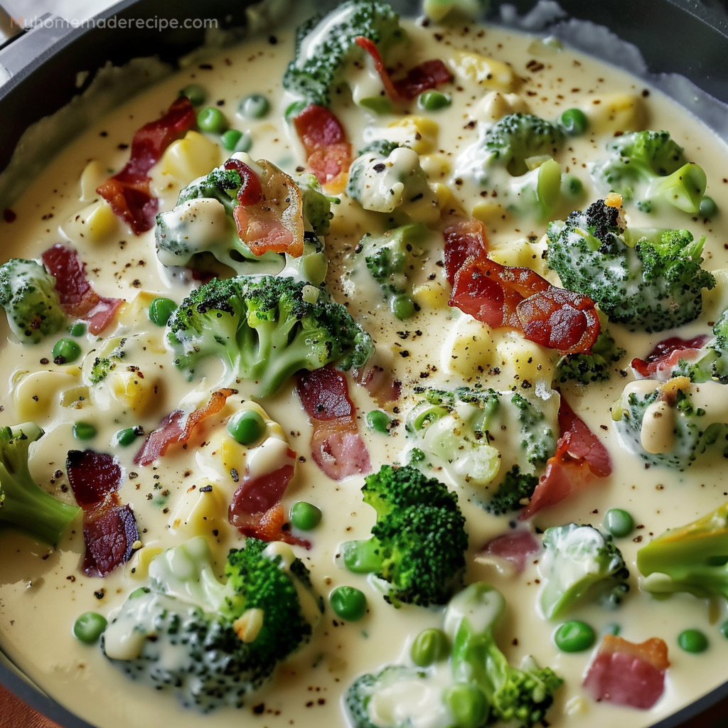 Creamy Garlic Parmesan Broccoli Bacon