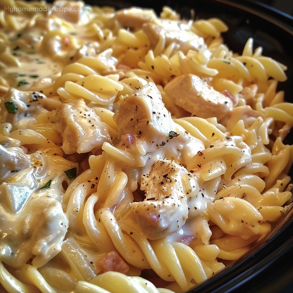 Crockpot Garlic Parmesan Chicken Pasta