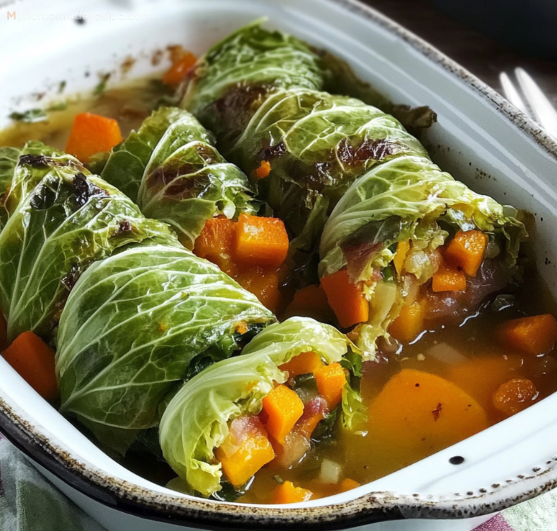 Savoy Cabbage Rolls Stuffed with Pumpkin