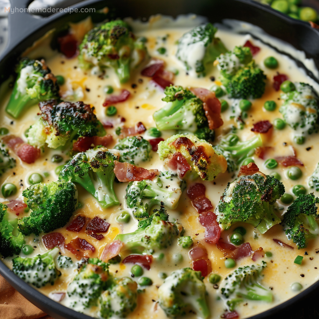 Creamy Garlic Parmesan Broccoli Bacon