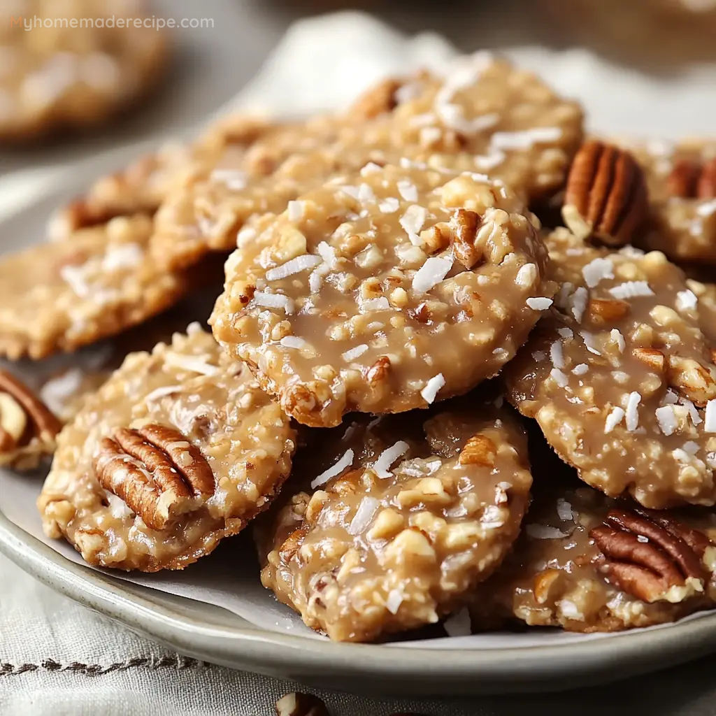 No Bake Pecan Coconut Praline Cookies