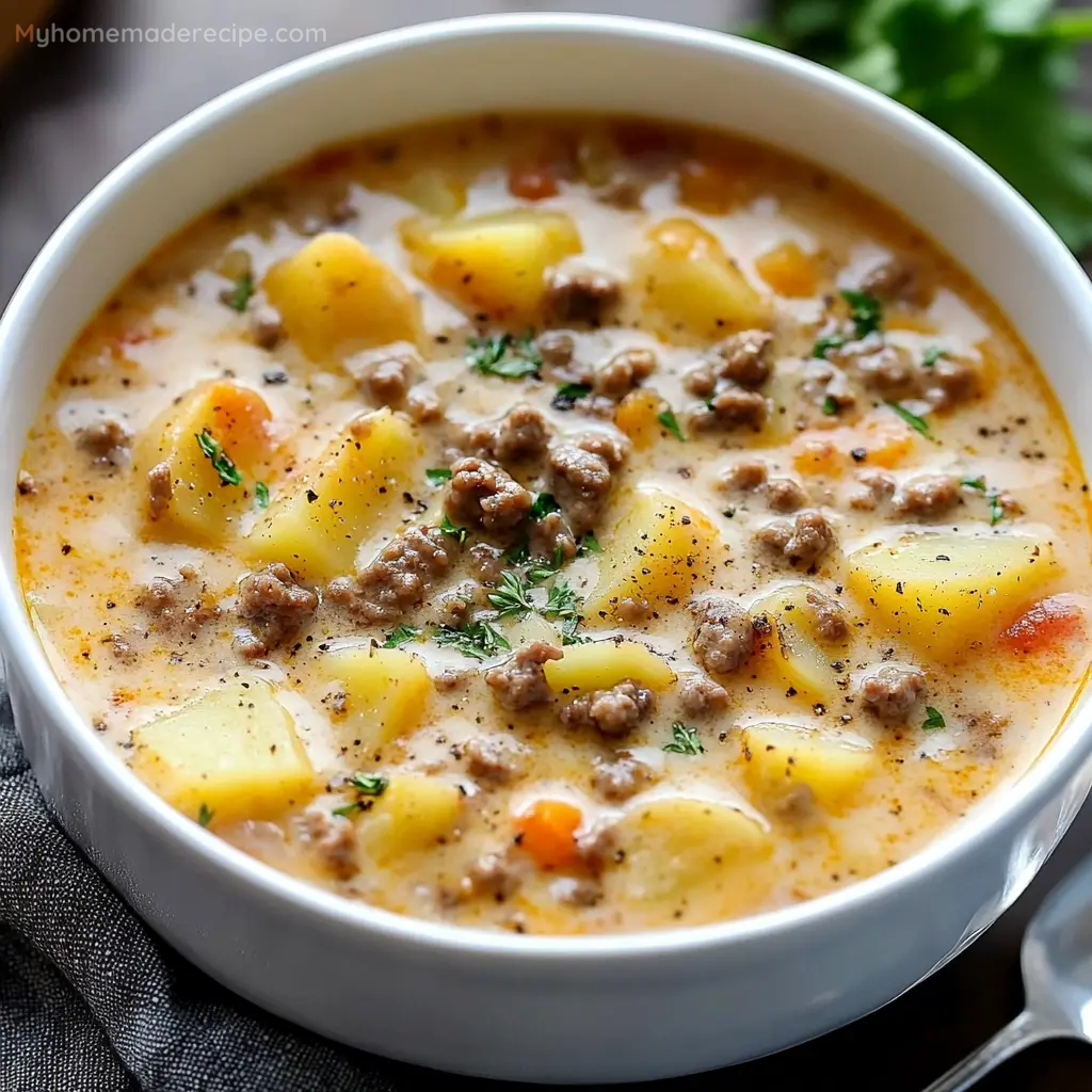 Cheesy Hamburger Potato Soup