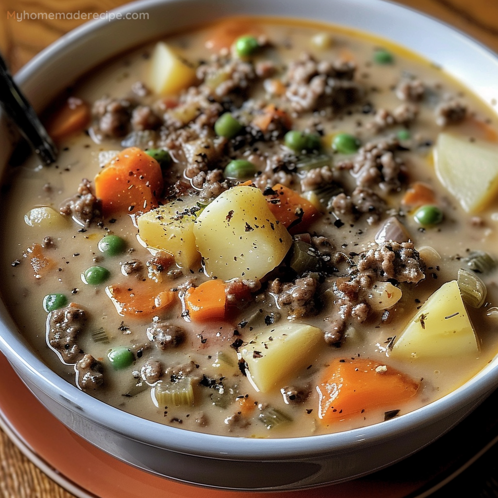 Crockpot Creamy Potato & Hamburger Soup