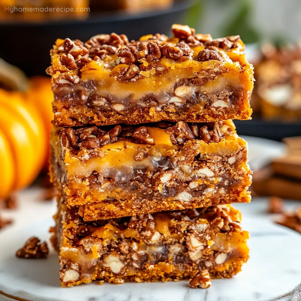 Pumpkin Magic Bars with Butterscotch and Pecans