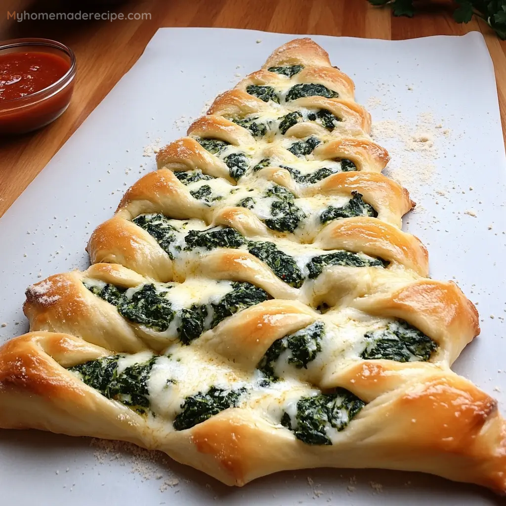 Christmas Tree Spinach Dip Breadsticks